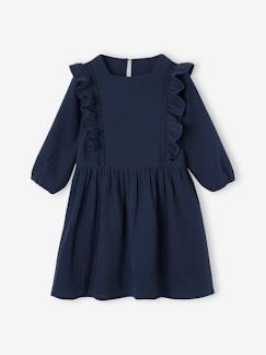 Niña-Vestidos-Vestido con volantes de gasa de algodón para niña