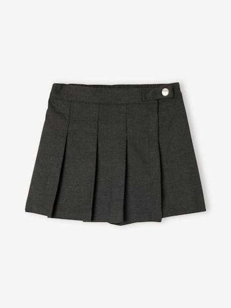 Falda short de franela para niña cuadros azul marino+gris 