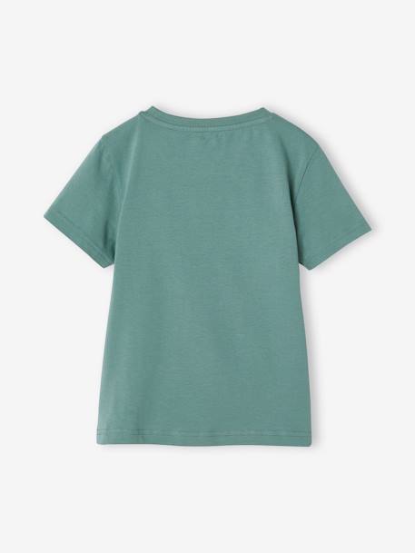Camiseta Basics con estampado delante para niño gris oscuro+verde agua 
