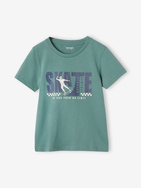 Camiseta Basics con estampado delante para niño gris oscuro+verde agua 