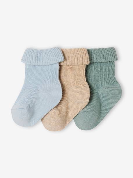 Bebé-Pack de 3 pares de calcetines lisos para bebé