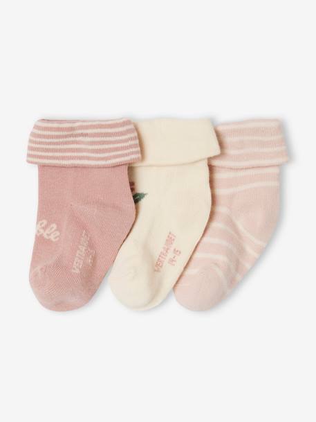 Pack de 2 pares de calcetines 'adorable' para bebé niña rosa palo 