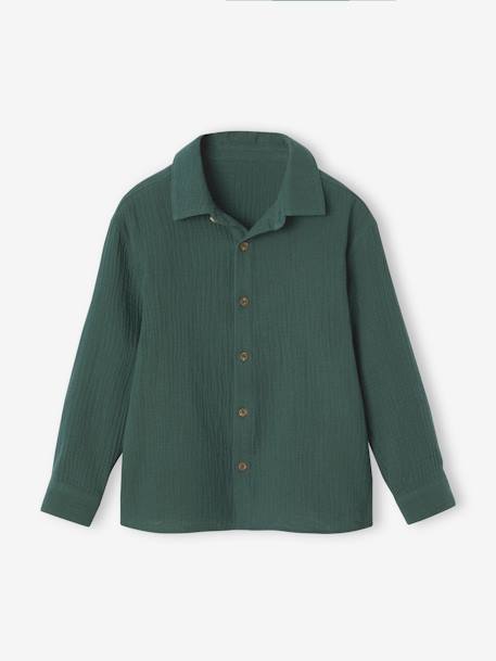 Camisa de gasa de algodón para niño verde pino 