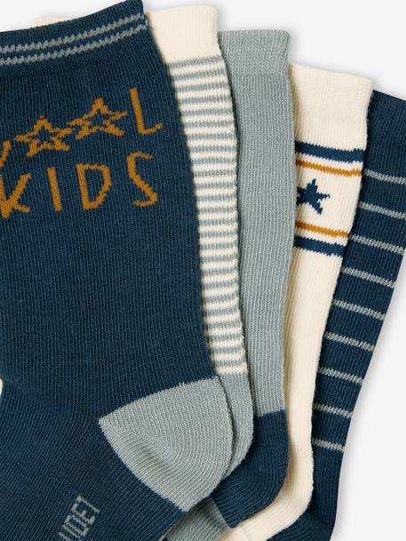 Pack de 5 pares de calcetines 'Cool Kids' para niño azul azur+verde sauce 