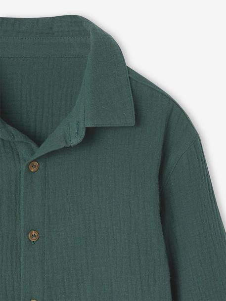 Camisa de gasa de algodón para niño verde pino 