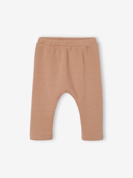 Pantalón bebé de punto de nido de abeja perchado beige 