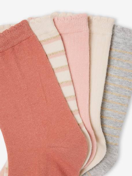 Pack de 5 pares de calcetines para niña rosa viejo 