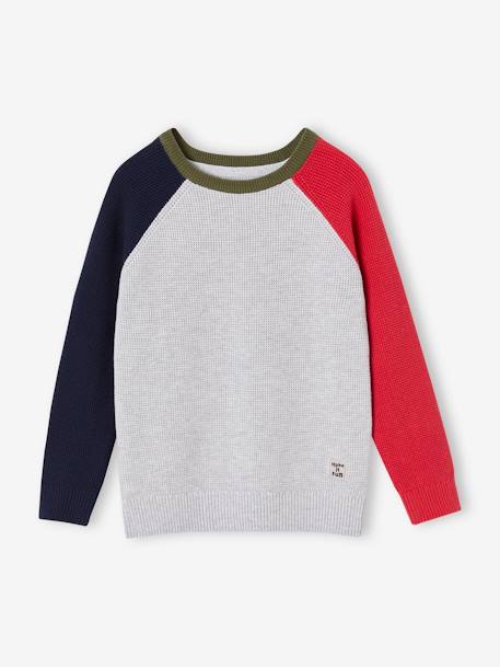 Jersey con efecto «colorblock» para niño crudo+gris jaspeado 