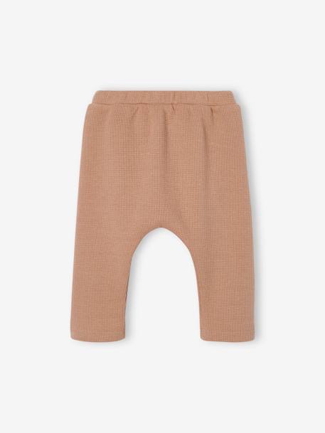 Pantalón bebé de punto de nido de abeja perchado beige 