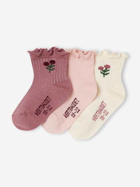 Bebé-Pack de 2 pares de calcetines con flores para bebé niña