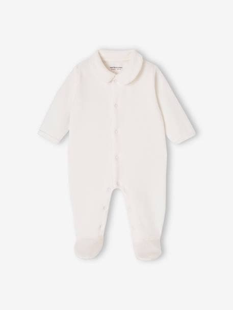 Pack de 2 pijamas de pana con abertura para bebé recién nacido beige 