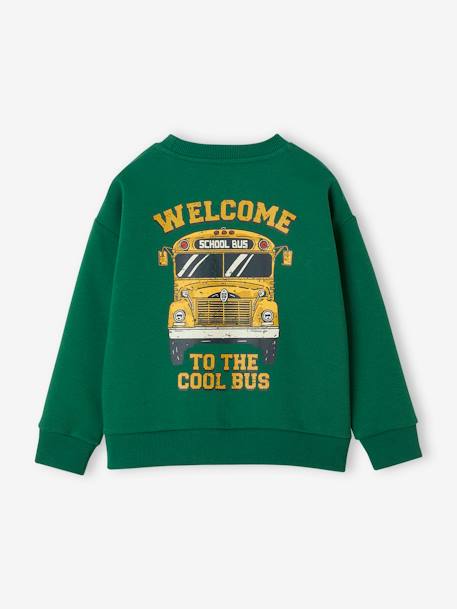 Sudadera niño con motivo grande school bus en la espalda verde 