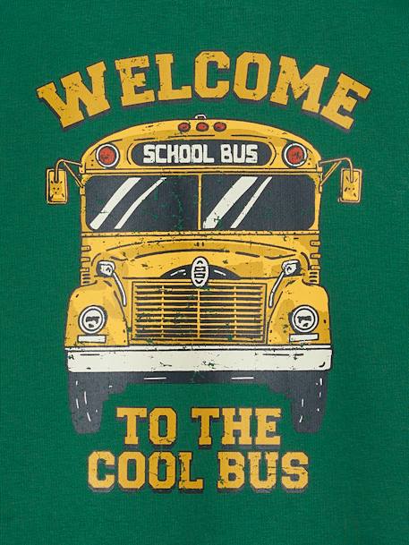 Sudadera niño con motivo grande school bus en la espalda verde 