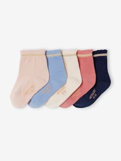 Preparar la llegada del bebé - Homewear Futura mamá-Pack de 5 pares de calcetines con detalles brillantes para bebé niña BASICS