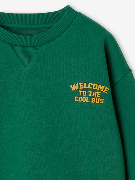 Sudadera niño con motivo grande school bus en la espalda verde 