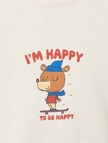 Camiseta motivo oso de manga larga para bebé de algodón orgánico crudo 