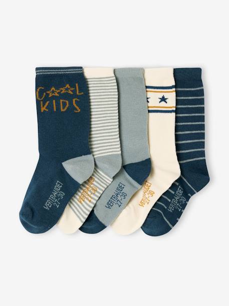 Pack de 5 pares de calcetines 'Cool Kids' para niño azul azur+verde sauce 