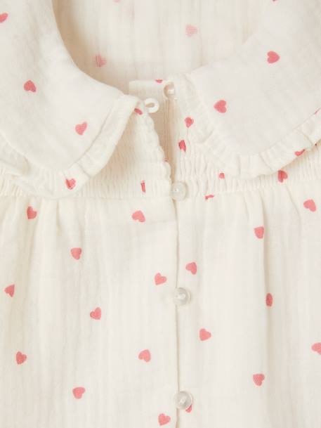 Blusa con corazones de gasa de algodón para bebé niña crudo 