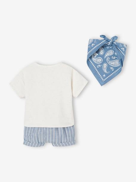 Conjunto camisa + short + bandana para bebé azul 