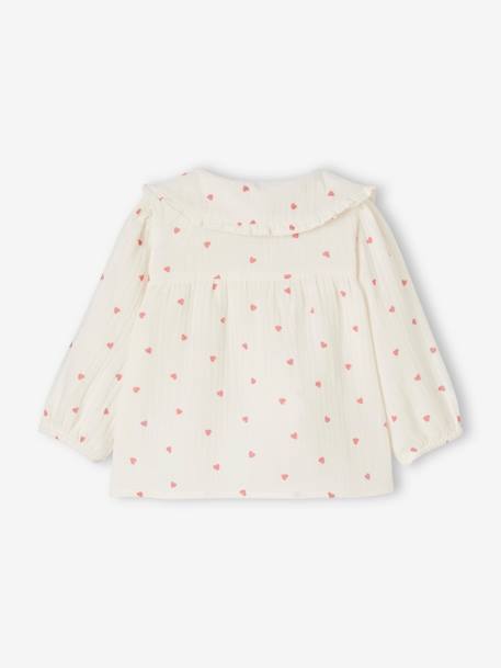 Blusa con corazones de gasa de algodón para bebé niña crudo 