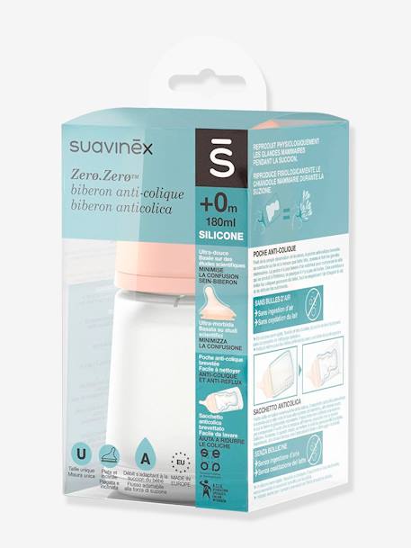 Biberón anticólicos Zer0.Zer0 flujo lento (S) SUAVINEX 180 ml transparente 