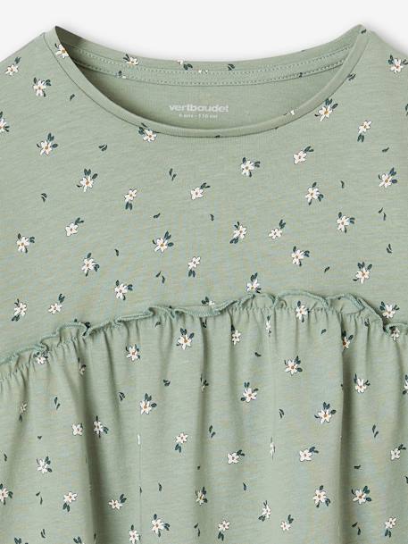 Camiseta blusa estampada, niña rosa maquillaje+verde grisáceo 