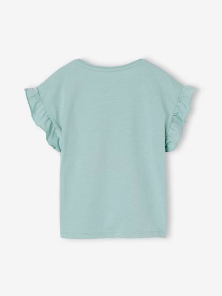 Camiseta con lentejuelas reversibles para niña azul claro+crudo 