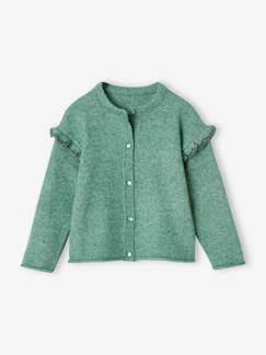 Niña-Jerséis, chaquetas de punto, sudaderas-Chaquetas de punto-Chaqueta con volante fantasía en las mangas para niña