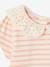 Camiseta a rayas con cuello de bordado inglés para bebé niña rosa 