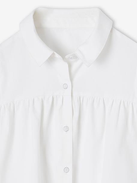 Camisa evasé de popelina para niña azul claro+blanco 