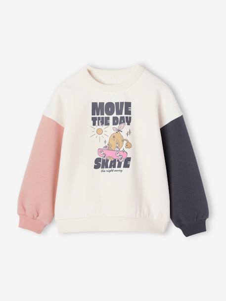 Sudadera deportiva con motivo divertido colorblock niña crudo 