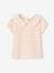 Camiseta a rayas con cuello de bordado inglés para bebé niña rosa 