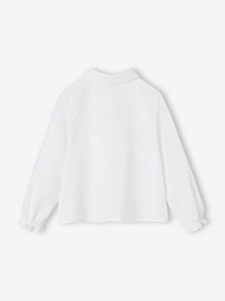 Camisa evasé de popelina para niña azul claro+blanco 