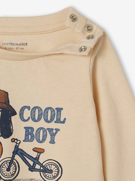 Camiseta motivo 'cool boy' bebé niño de algodón orgánico beige arena 