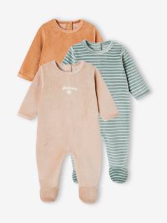 Pack de 3 pijamas para bebé de terciopelo BASICS