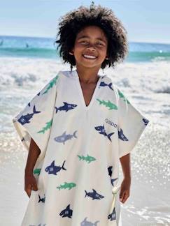 -Poncho de baño infantil TIBURONES personalizable, con algodón reciclado