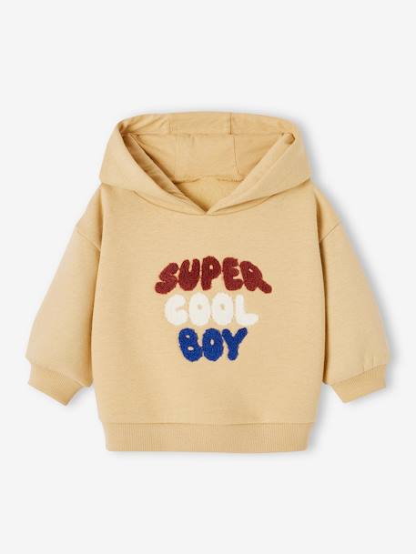 Sudadera con capucha y mensaje de rizo bebé niño ocre 