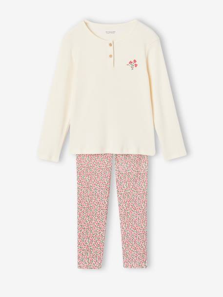 Pijama de flores para niña rosa frambuesa 