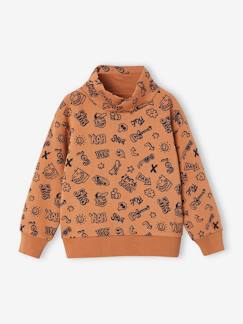 Niño-Jerséis, chaquetas de punto, sudaderas-Sudadera cuello snood estampada niño