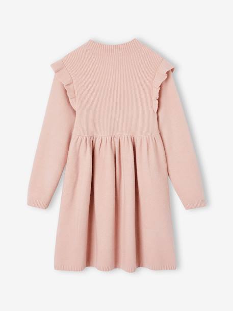 Vestido de punto tricot con volantes para niña rosa maquillaje+rosa palo 