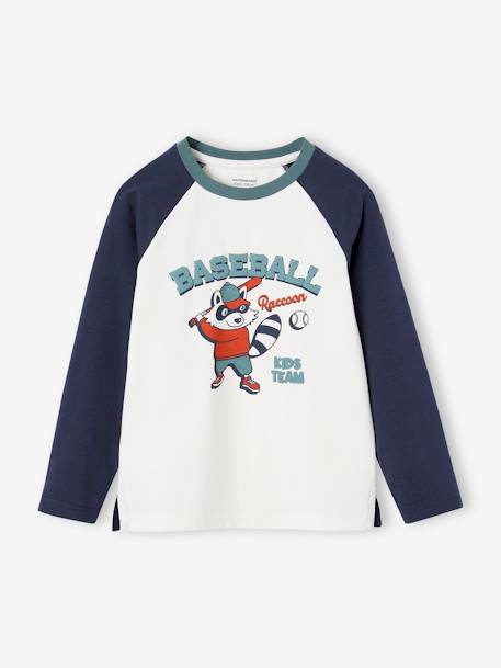 Camiseta deportiva mapache manga raglán a contraste niño crudo 