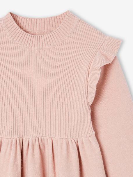 Vestido de punto tricot con volantes para niña rosa maquillaje+rosa palo 