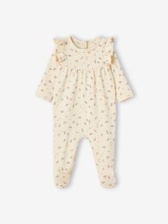 -Pijama flores con volantes y abertura detrás para bebé