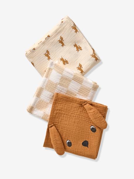 Pack de 3 paños de gasa de algodón ACHILLE lote beige 