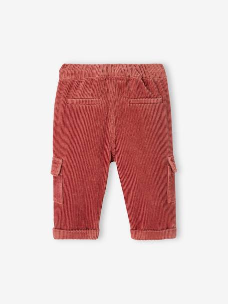 Pantalón de pana estilo cargo para bebé arcilla+marrón grisáceo 