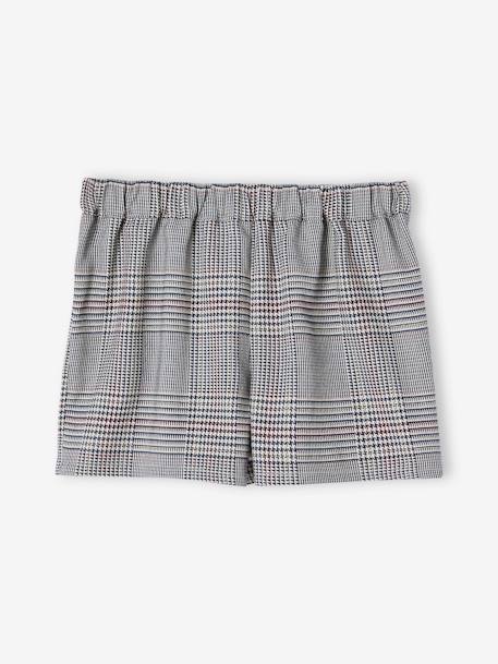 Falda short de franela para niña cuadros azul marino+gris 