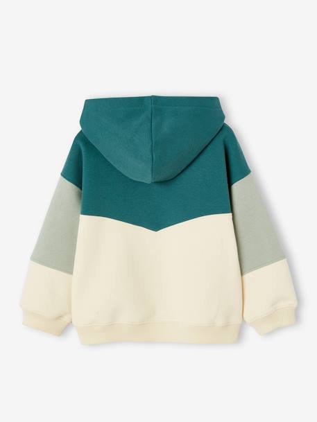 Sudadera con capucha con efecto colorblock para niña crudo+verde esmeralda 