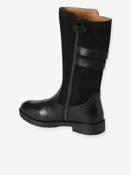 Botas de montar de piel con cremallera para niña negro 