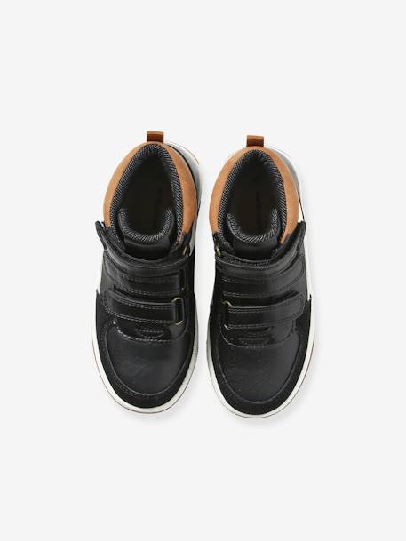 Zapatillas infantiles de caña alta con cierre autoadherente denim natural+negro 