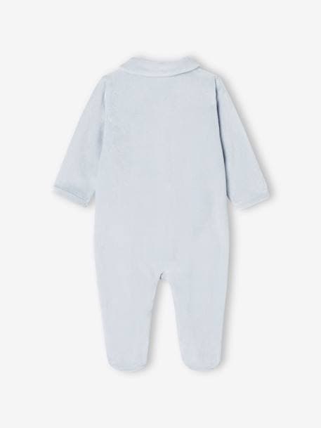 Pack de 2 pijamas de terciopelo con abertura para bebé recién nacido azul pálido+capuchino+rosa 